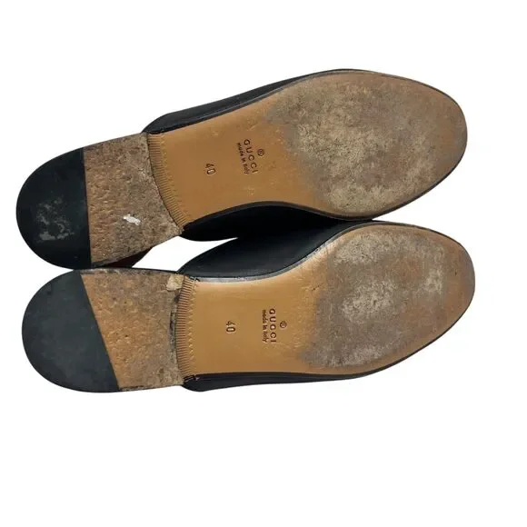 Gucci Princetown Rose Embroidered Black Loafer Mules Sz 40 Designer Iconic Flats - Picture 9 of 11